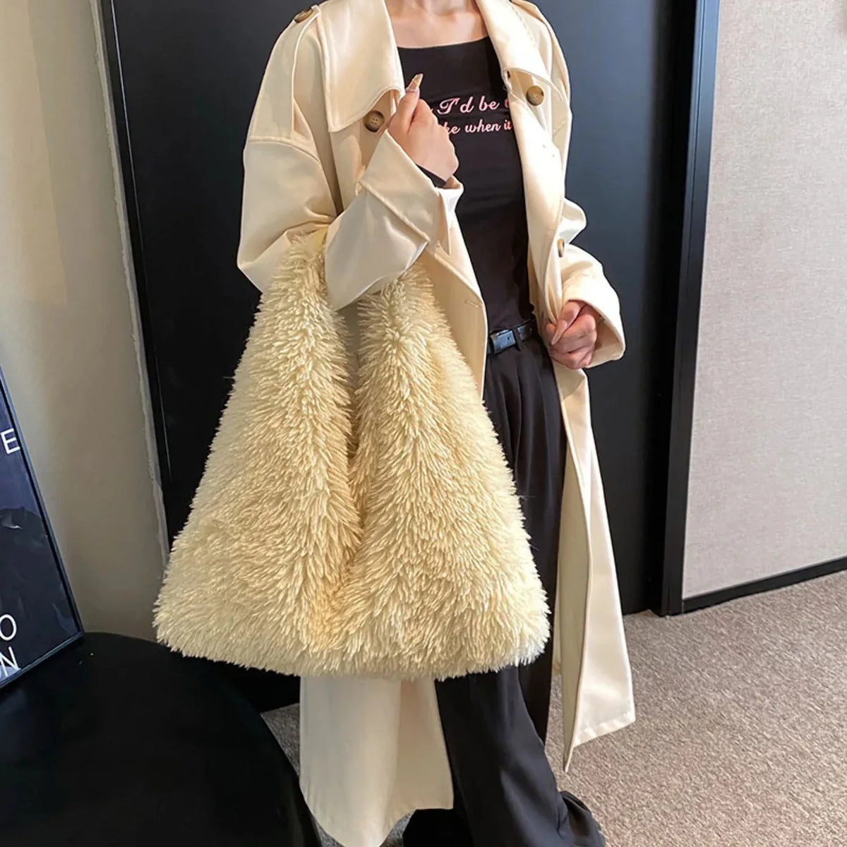 Large-capacity For Women Autumn Designer Bag Shoulder Tote And Plush Trend Ainter Cute Handbags Luxury Fashion Bags New Armpit