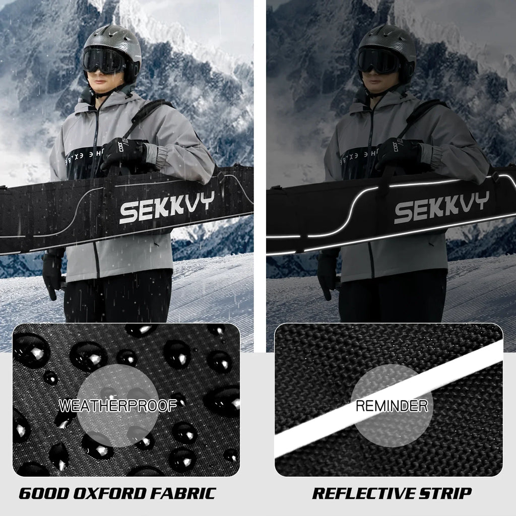 Cloth Bag and Bag Oxford Ski, Adjustable Travel Snowboard for Strap Camping Bag Outdoor 170CM/67IN Single Ski Waterproof Shoulder Travel 600D Transport, Ski black