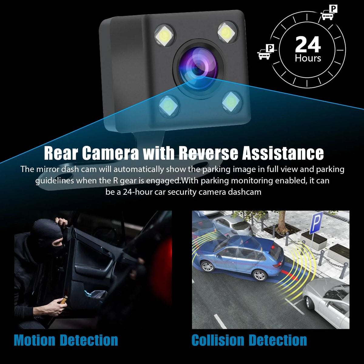 and Wide-Angle View Camera, Cars, for Cam Lens Dash with EEEkit Dash Night Car 7inch Screen Touch 170° Camera G-Sensor, 1080P Mirror Rear Mirror Front Dual Vision, Camera Motion Detection,