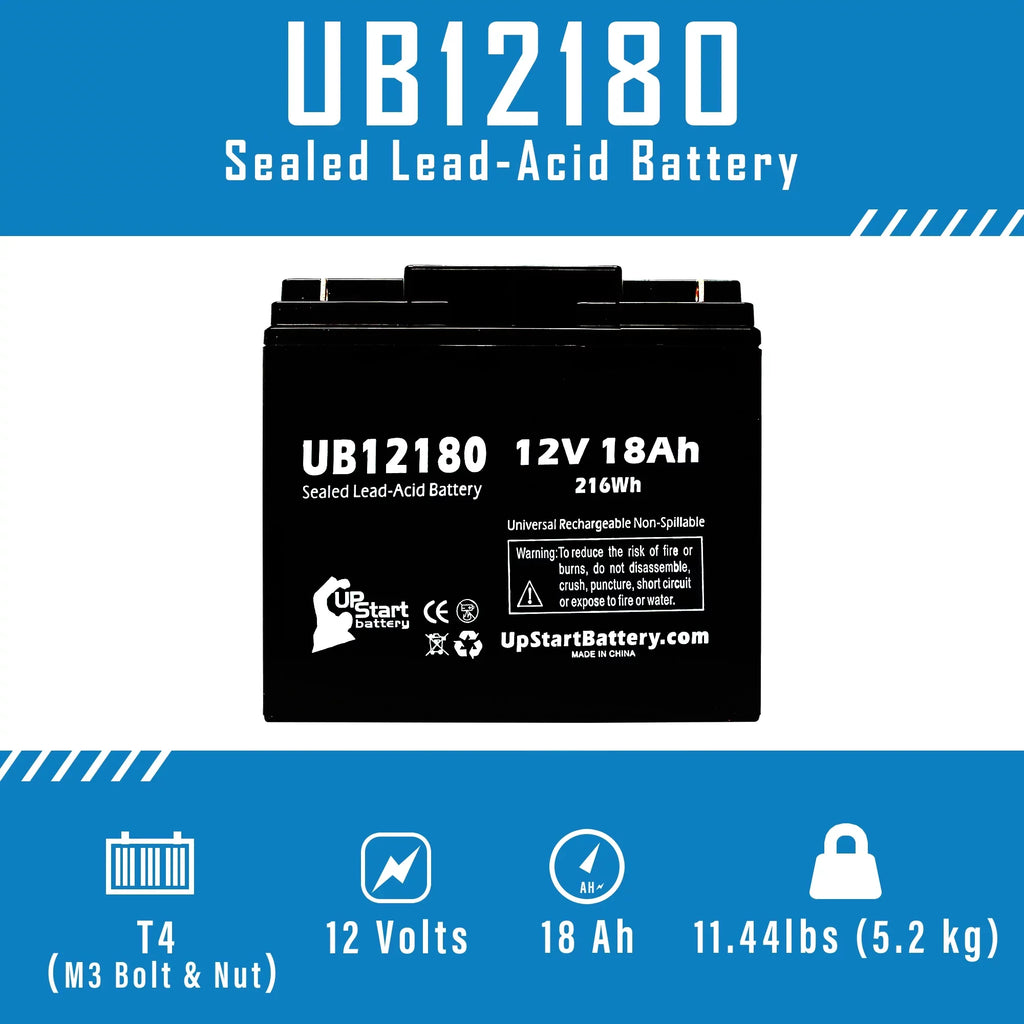 Compatible Pack GPS2K12061 18Ah, Replacement T4 18000mAh, (12V, - Universal - 5x AGM, Lead Sealed Acid Battery Power General Terminal, Battery UB12180 SLA)