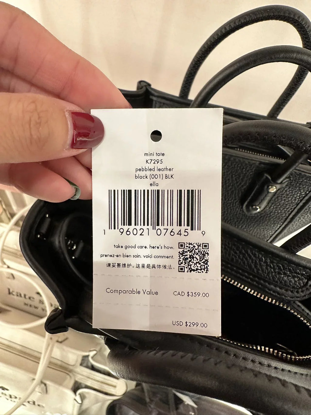 Spade Tote K7295 Black Kate Mini In Ella