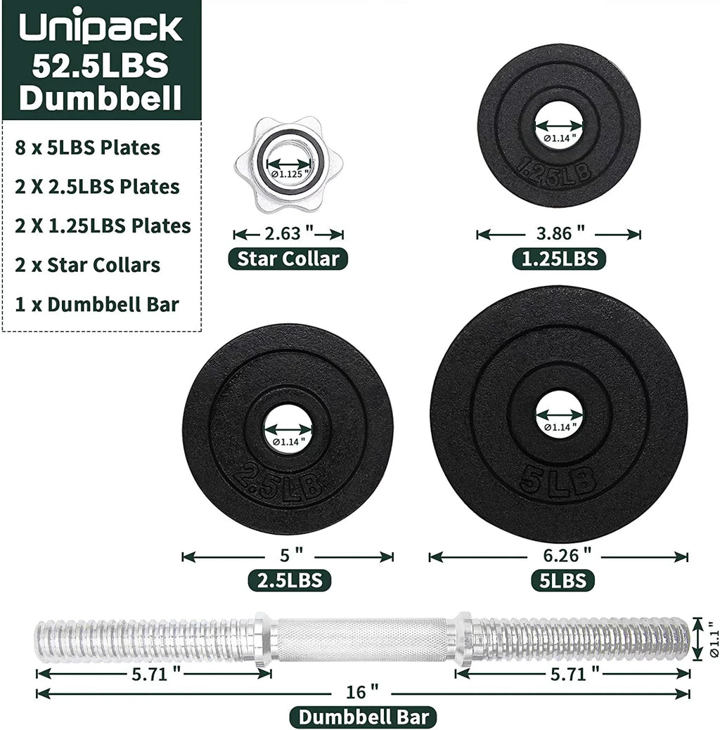105lbs Weight Iron Set Dumbbells Adjustable Cast