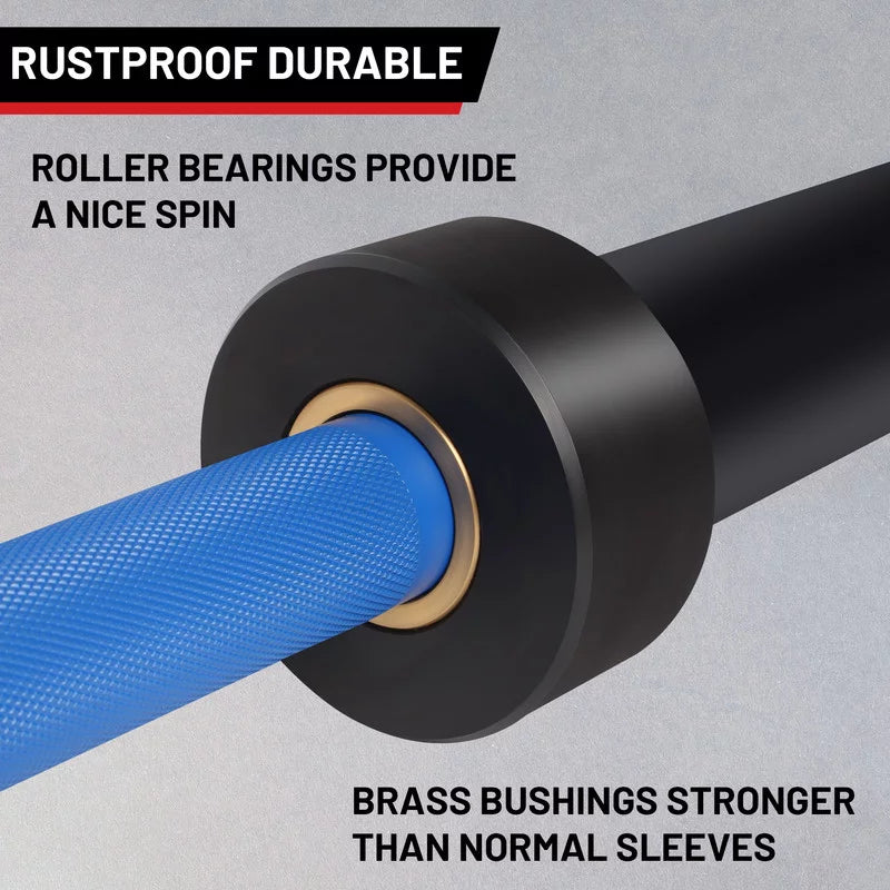 Barbell Lifting Weights Chrome Solid Bar Blue,500 Hard pound Olympic Lifting Barbells Power Chrome