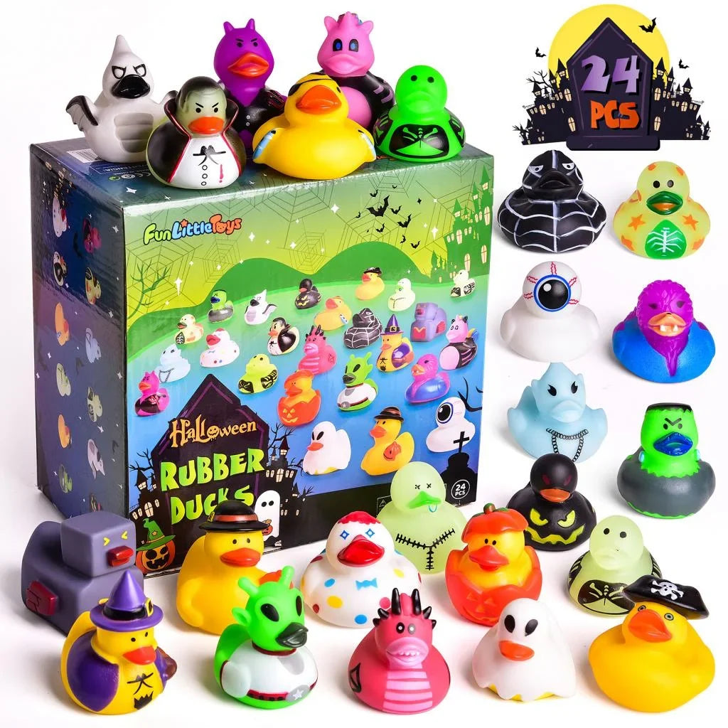 Pcs Baby Showers,Halloween Decor for or Ducks,Rubber Trick Toys Bath Treat,Halloween Toys Little Favors Halloween 24 Rubber Fun Ducks Party
