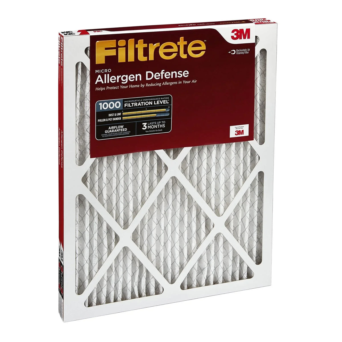 Furnace Air 16x25x1, 1000, AC 2-Pack Micro Filtrate Filter, Allergen MPR Defense,