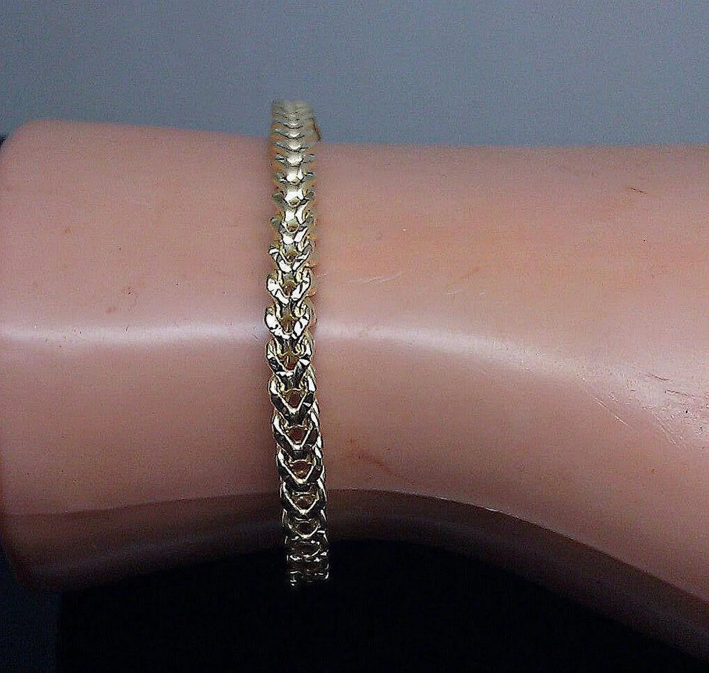 Yellow Inch 10k Gold 3.5mm,Rope,Cuban, Real Franco Bracelet Ladies 8" Women Gift