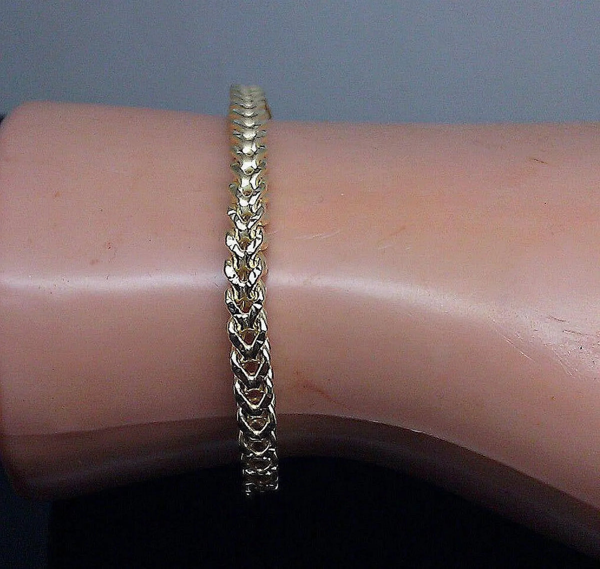 Yellow Inch 10k Gold 3.5mm,Rope,Cuban, Real Franco Bracelet Ladies 8" Women Gift