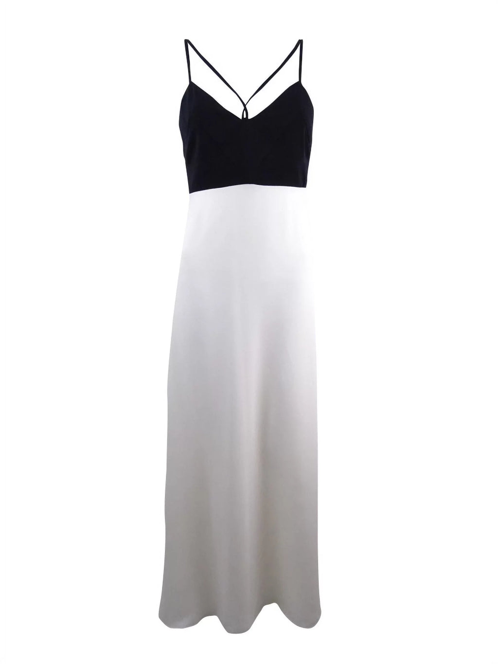 Jill Women's Double-Strap Colorblocked Black/Off-White) Gown Stuart (2,