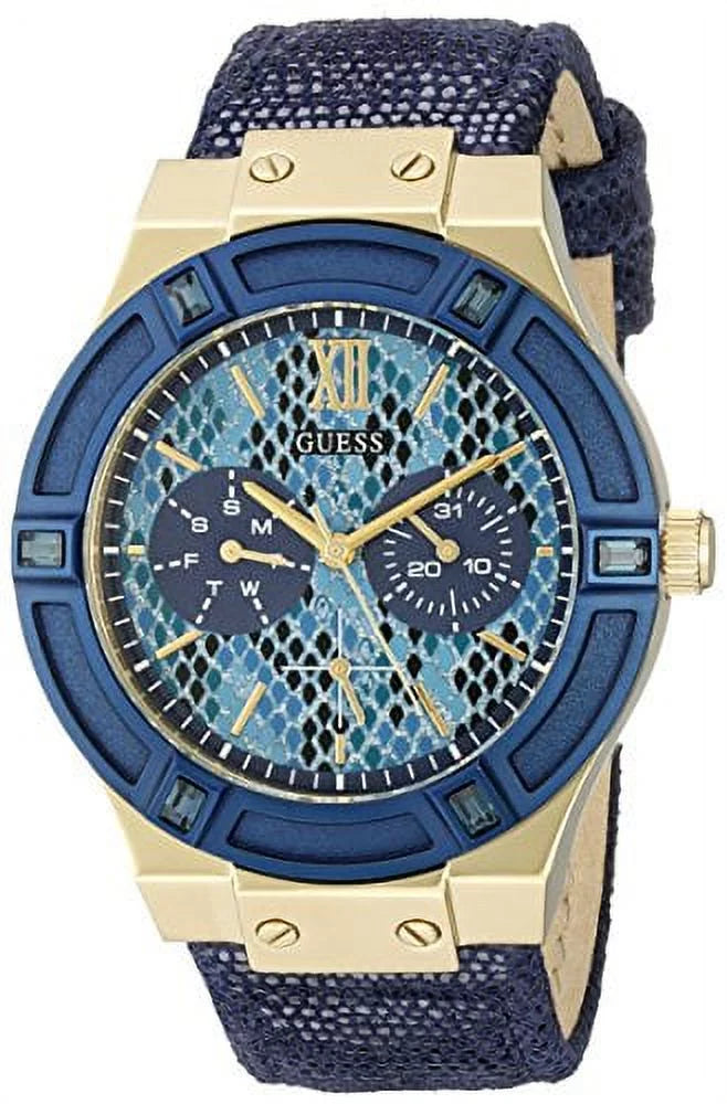 Blue U0289L3 Women's Gold-Tone Multi-Function Iconic Indigo Watch &