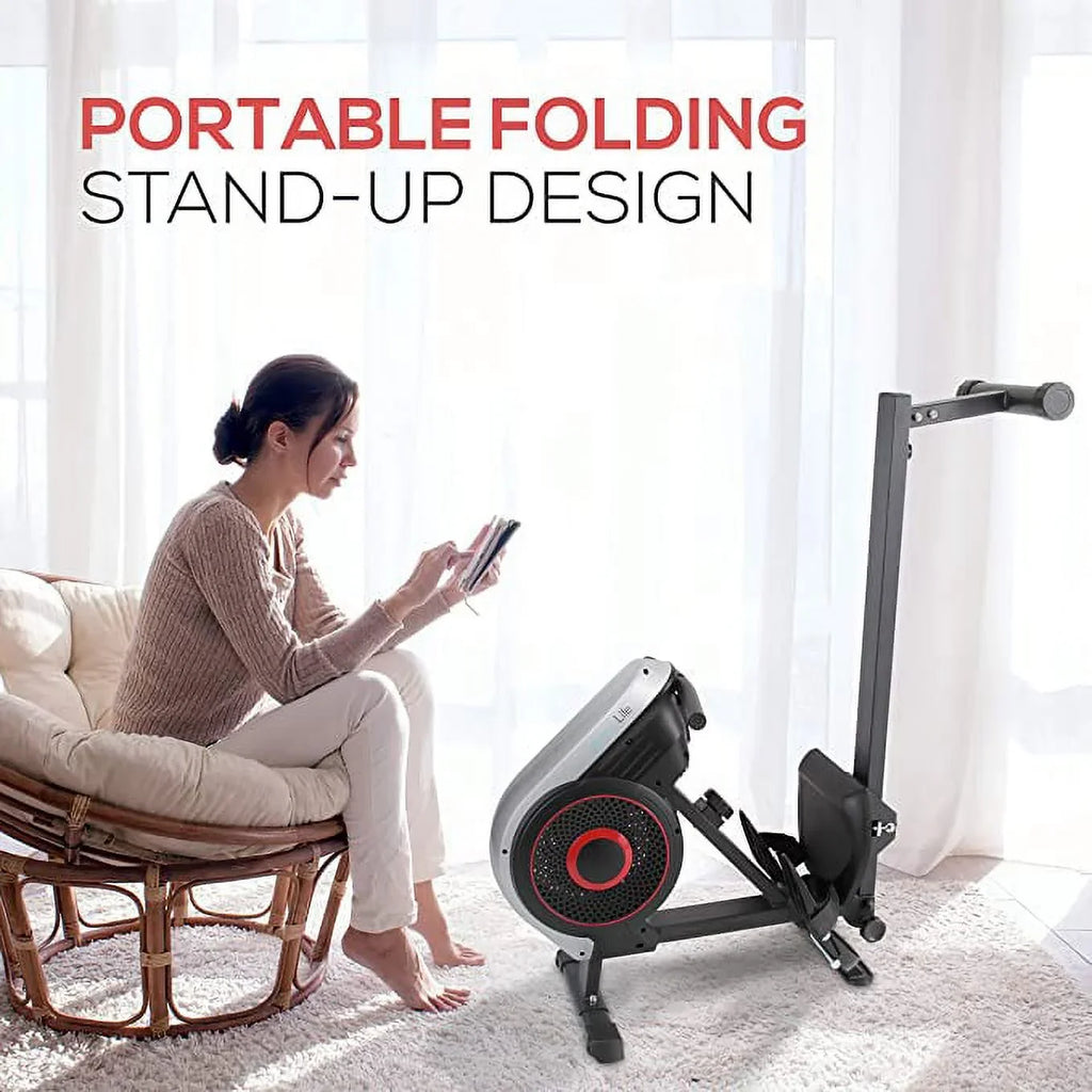 Machine for Resistance Air Rowing Machine Rowing Rowing Exercise and Levels Machine (8) Magnetic (Black) Selectable SereneLife Gym,