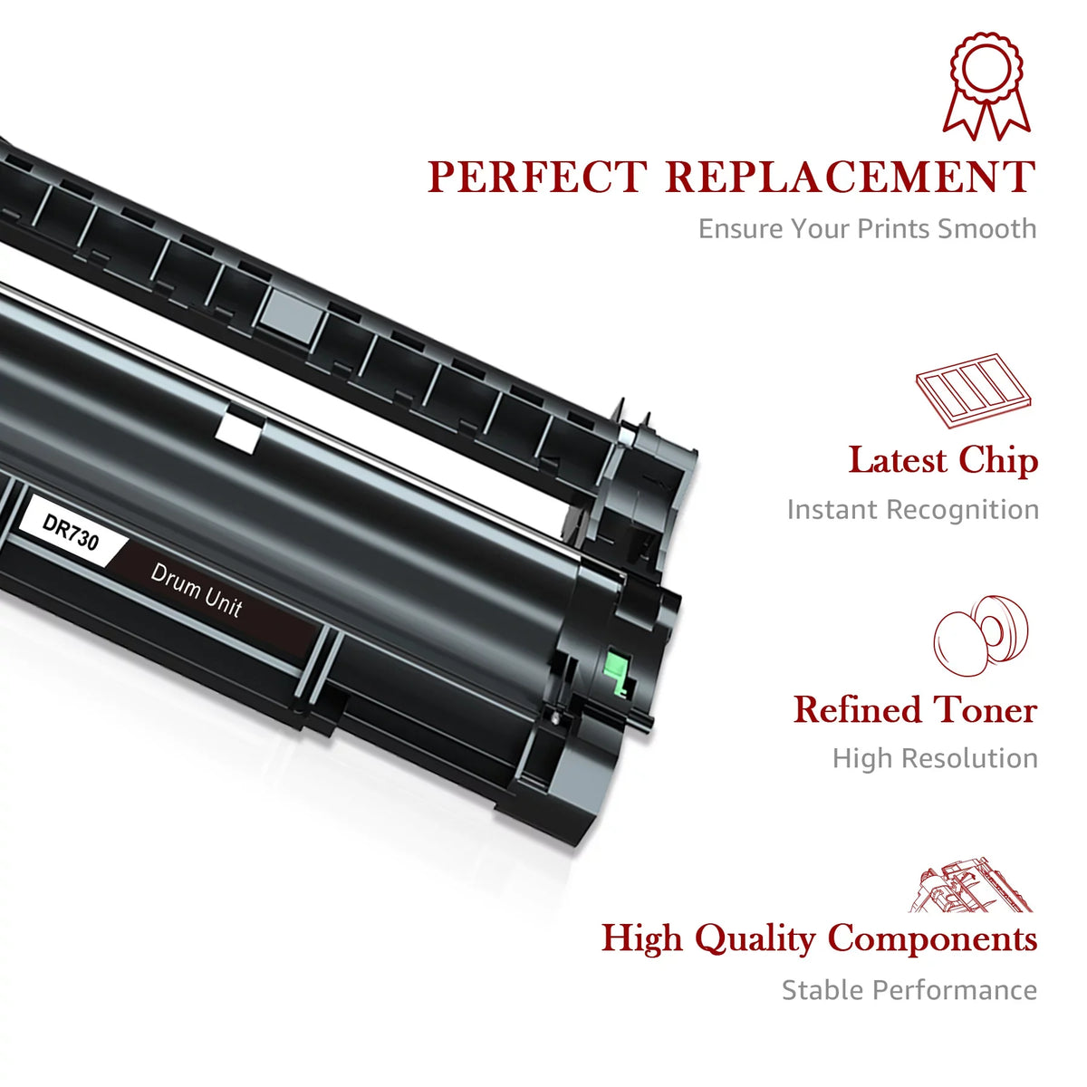 Printer pack) Toner(2 Compatible for Unit Drum brother DR730