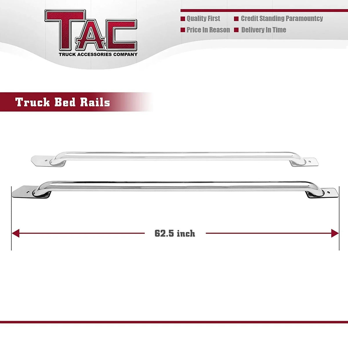 1500 Automotive Rails Short Side Silverado T304 Sierra Steel 5.5ft Bed Stainless Bed Exterior Off 2pcs Road rails Fit truck Accessories 2014-2024 TAC 1500/GMC Chevy