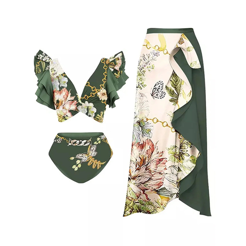 swimsuit printing swimwear strapping split skirt retro and for women beach