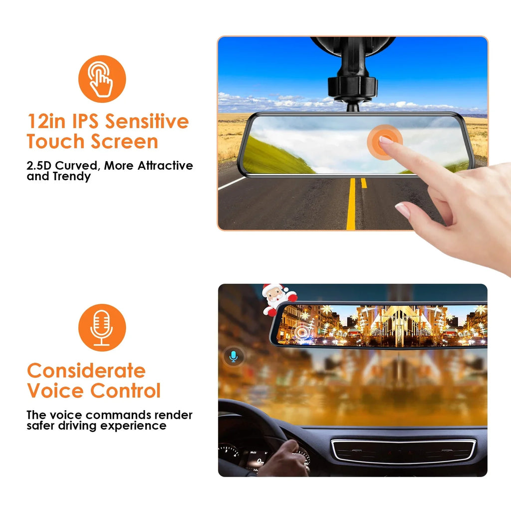 Vision, Monitor Night 170° Camera G-Sensor, 4K Dash Car Recorder Angle Cam with DVR Dual HD Parking iMounTEK Lens