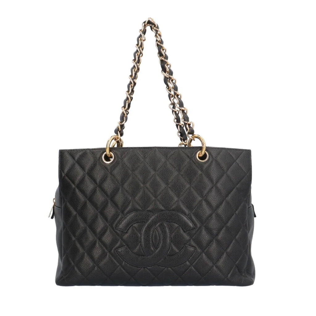 Black Bag Chain Pre-Owned Women's Caviar CHANEL Skin Shoulder (Good) Tote