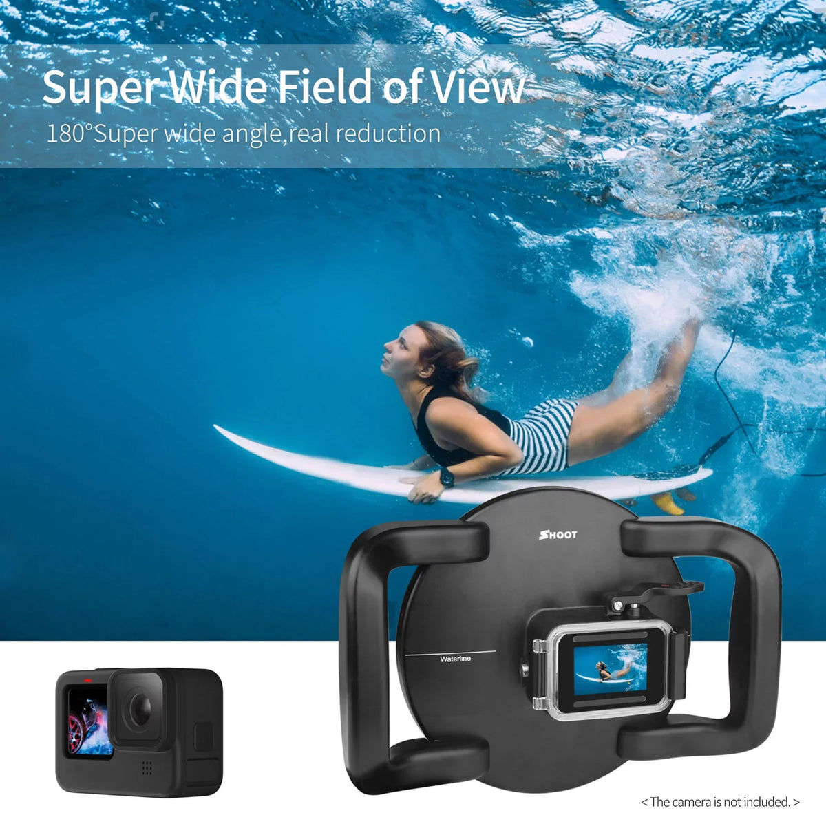Waterproof, 45m 180° Angle and Case Black Dual Port Waterproof XTGP559, Dome Wide 10SHOOT for Handle, 9
