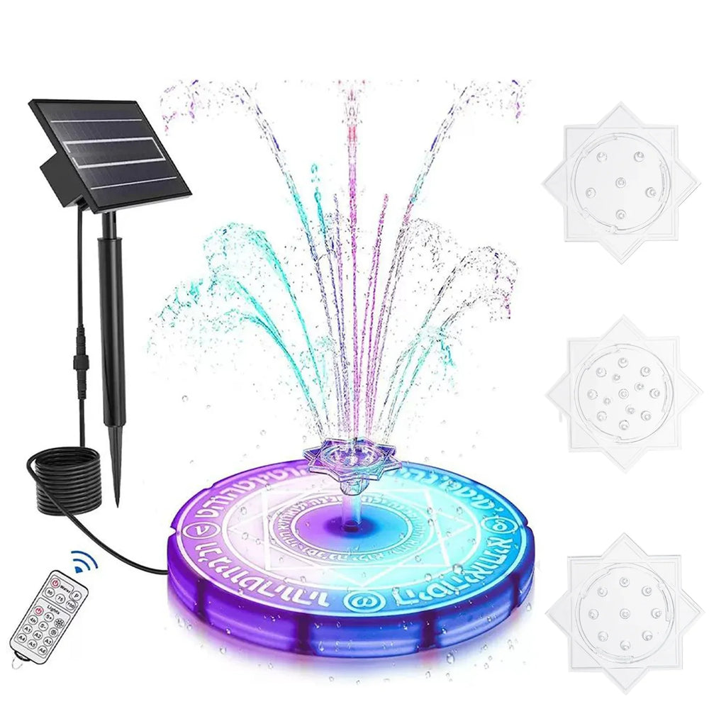 Fountain Decor Garden Pond with Solar Outdoor Light, Walmeck Control Remote LED, Bath Decoration