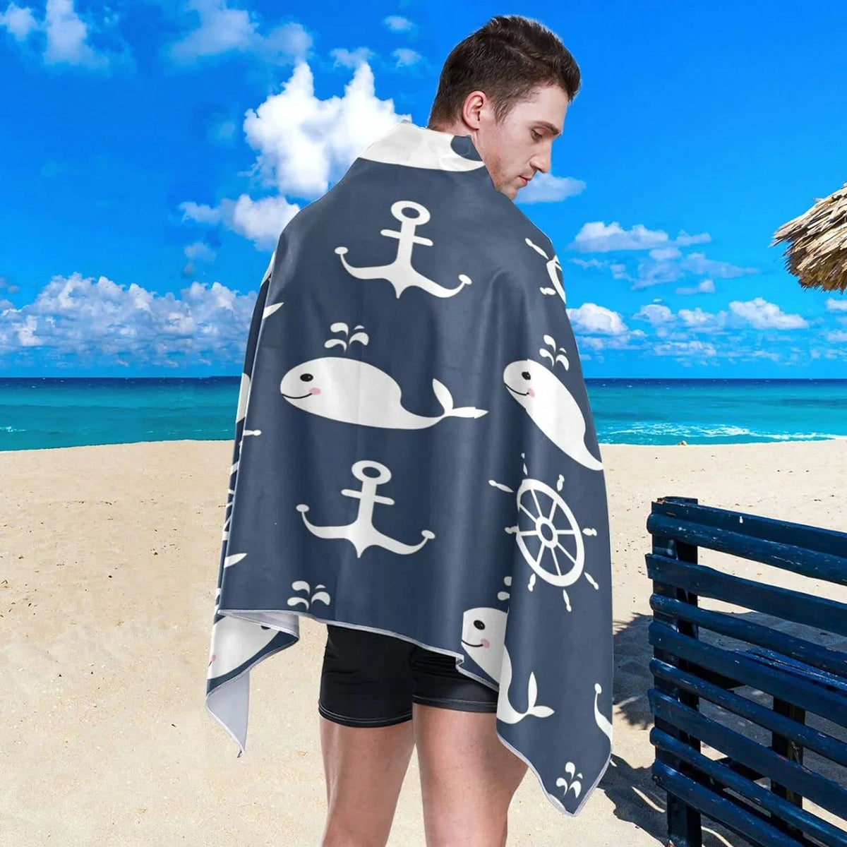 Lightweight Anchor （429） Quick Towel Travel Bestwell - Retro Camping Absorbent Holiday - Swimming for Whale Towel Cartoon Towels Dry Oversized Compact Beach Super