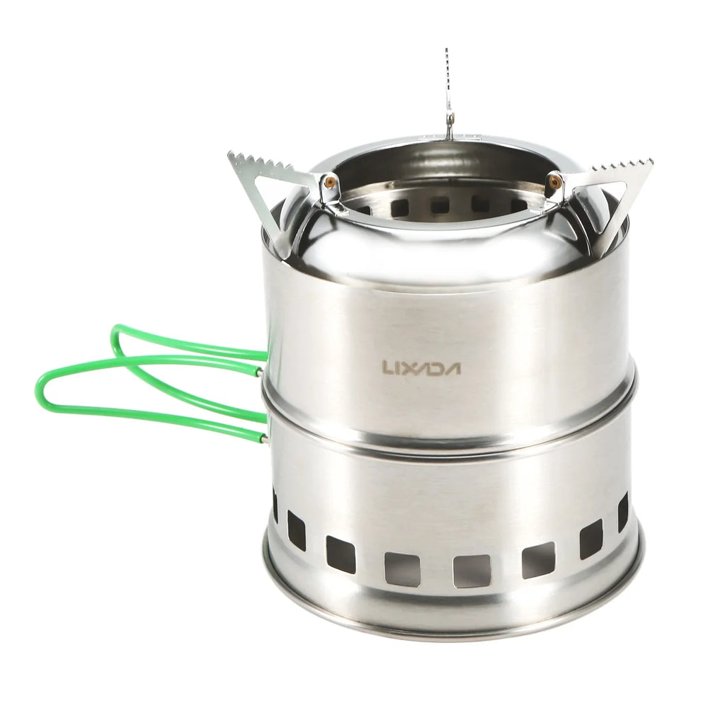 Stainless - Hiking Handles Stove Folding Camping Stove Burning Tray Lixada and Wood Foldable Backpacking with Steel and for