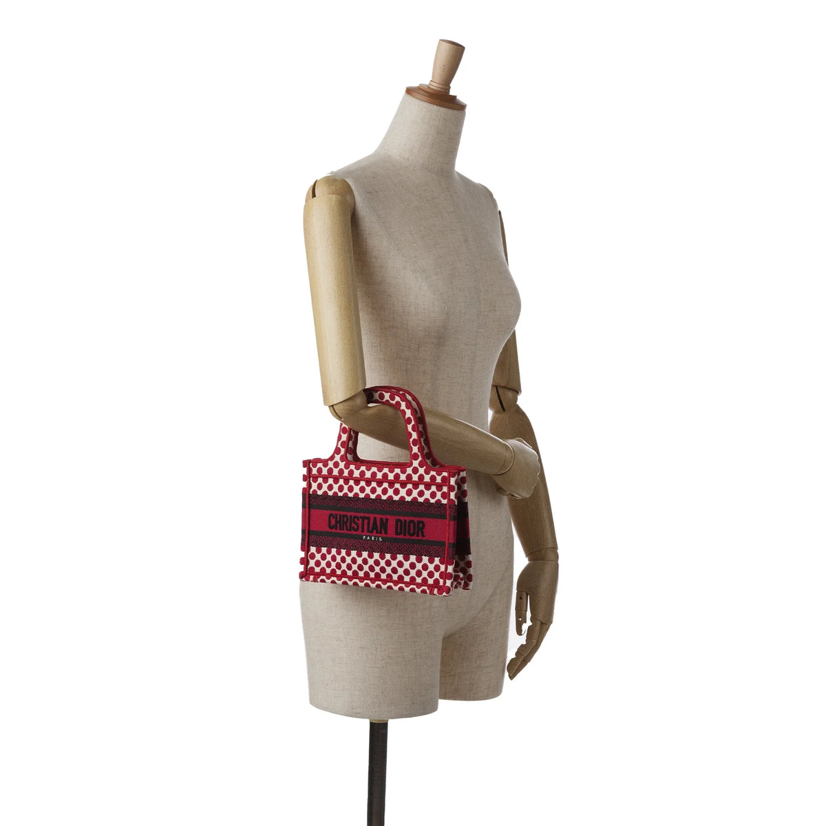 Fabric Tote Dioramour Pre-Owned Bag Red Dior Unisex Canvas Authenticated (Good) Tote Mini Book