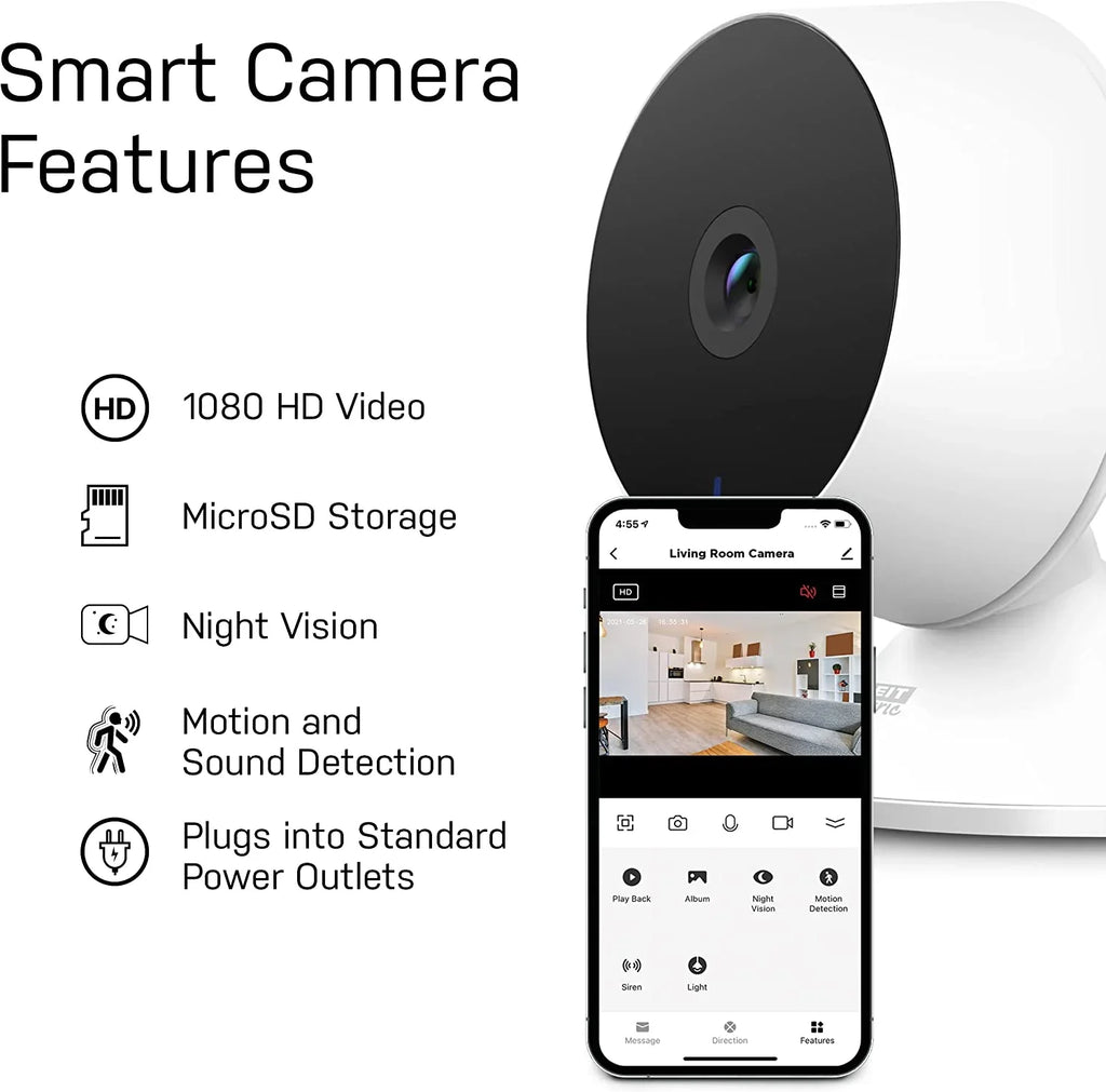 Night Camera , Vision, Detection, Electric Audio, 2-Way 2.4GHz Motion Works Camera, Feit Indoor with