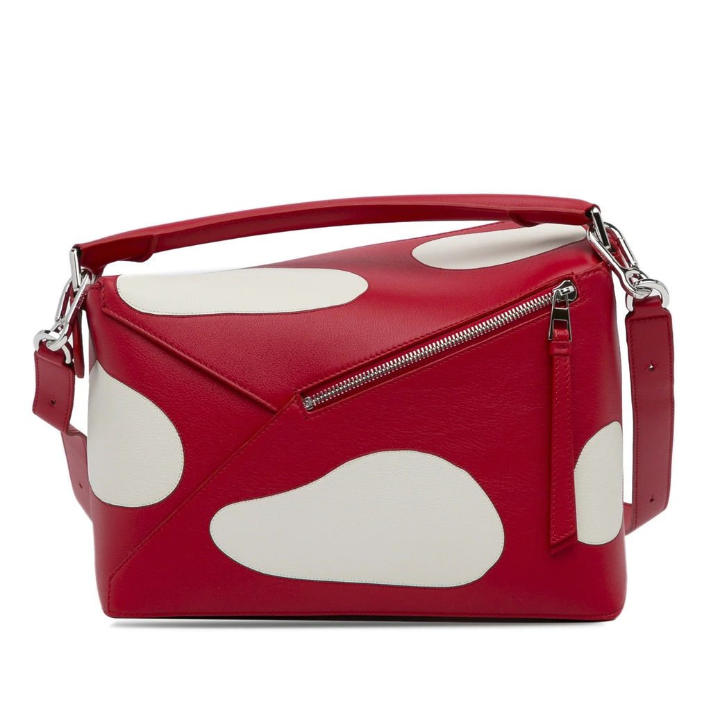 Satchel Red Puzzle LOEWE Mushroom Leather (Good) Unisex Edge Pre-Owned Authenticated Calf Small