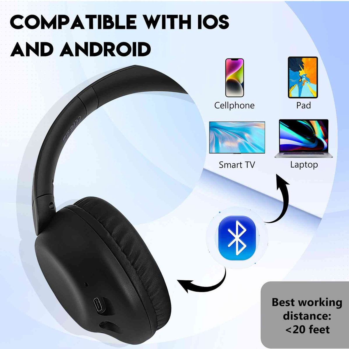 UrbanX Comfort Call Mic High HTC with Over Phone Superior 630 Bluetooth UX35 Headphones Wireless for Deep Resolution Desire Earphones Ear The Audio, Stereo Bass, Support with