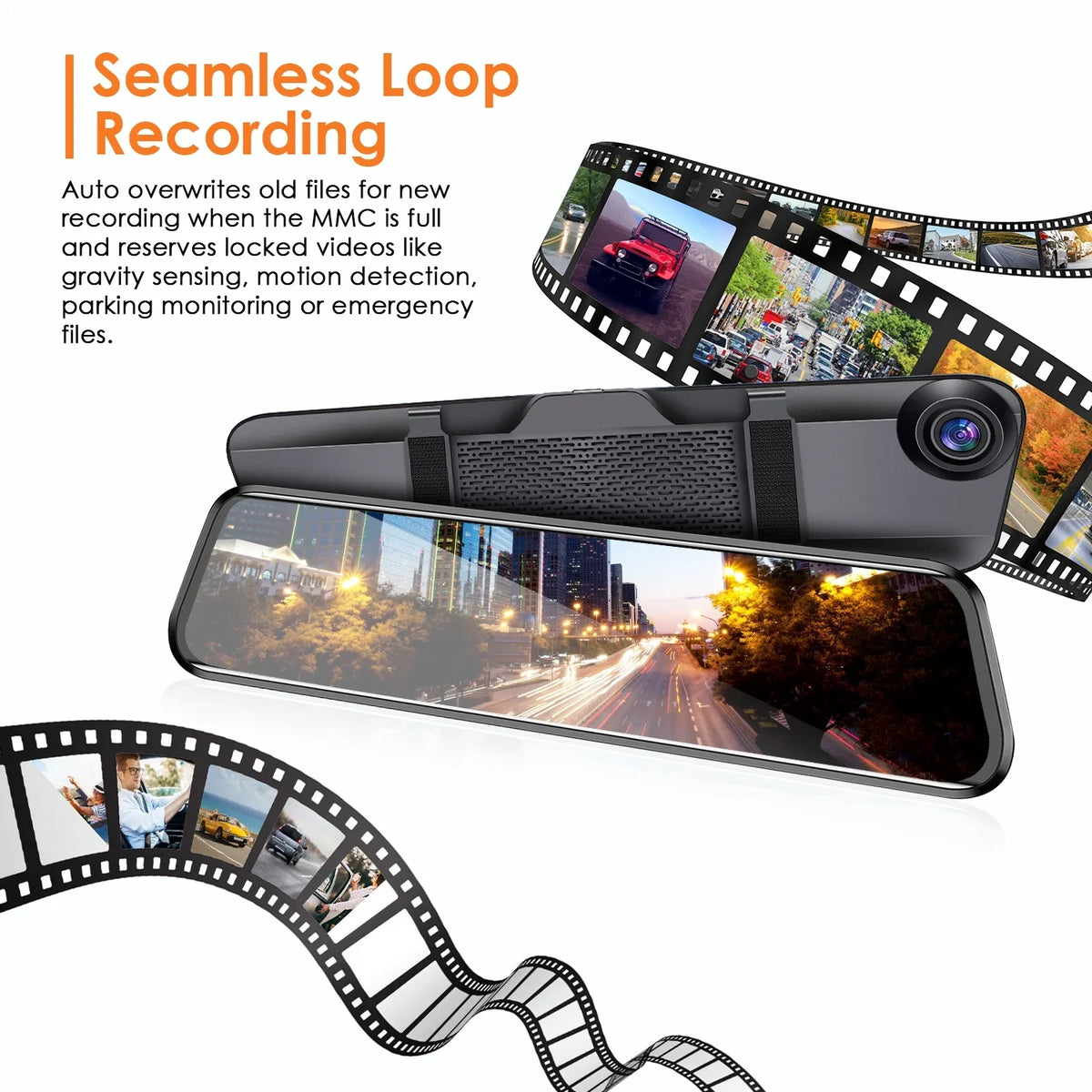 Vision, Monitor Night 170° Camera G-Sensor, 4K Dash Car Recorder Angle Cam with DVR Dual HD Parking iMounTEK Lens