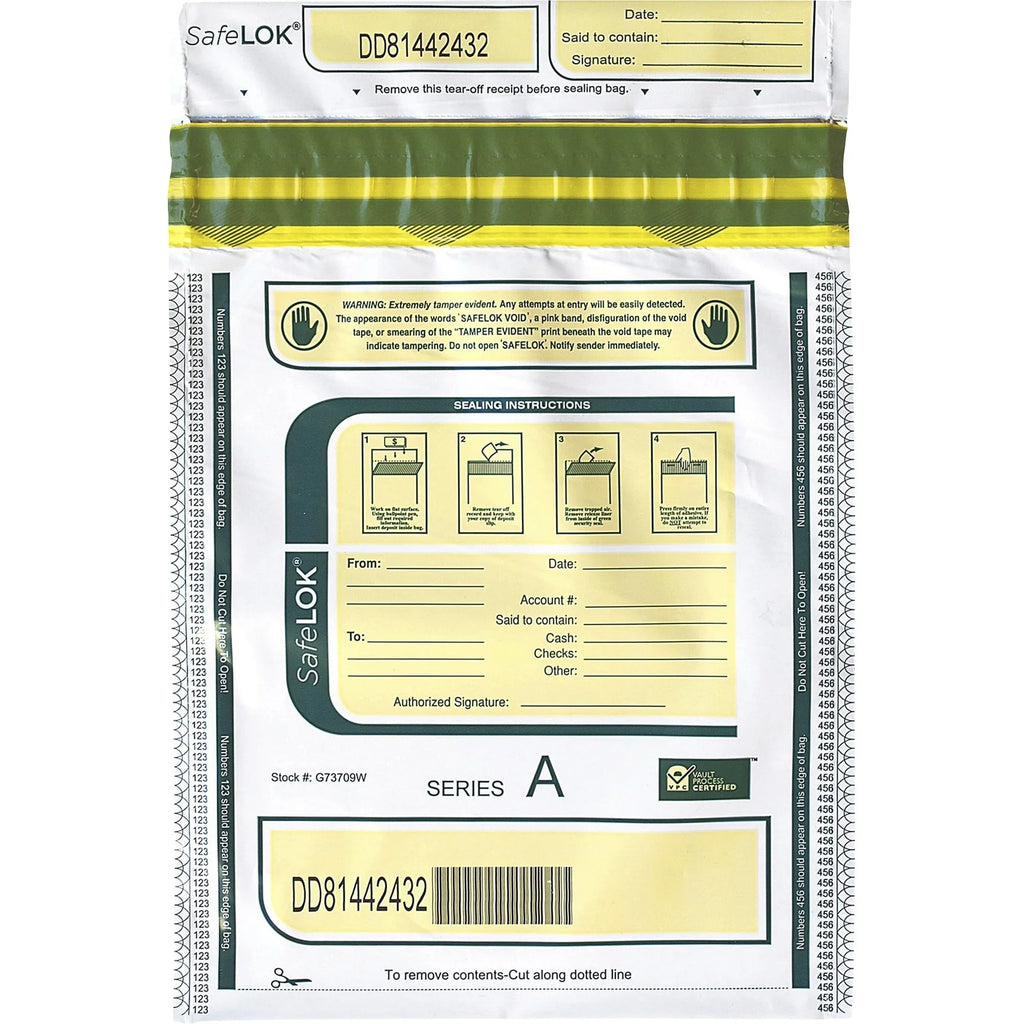 Deposit CNK585089, ControlTek, 100 SafeLOK Pack, Tamper-Evident / Bags, White