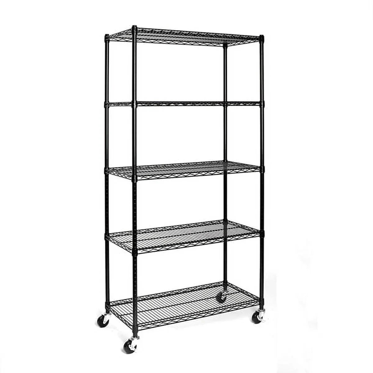 Wheels Fithood with Black Shelving Wire NSF-Certified Steel 5-Tier