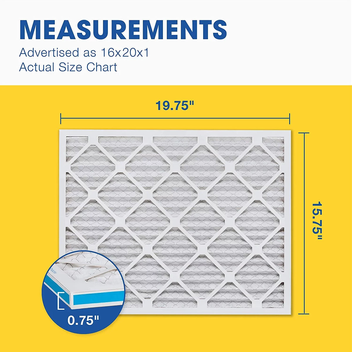 Aerostar Pack 6 Pleated Filter, Air Furnace Air Filter, 16x20x1 MERV 11 AC