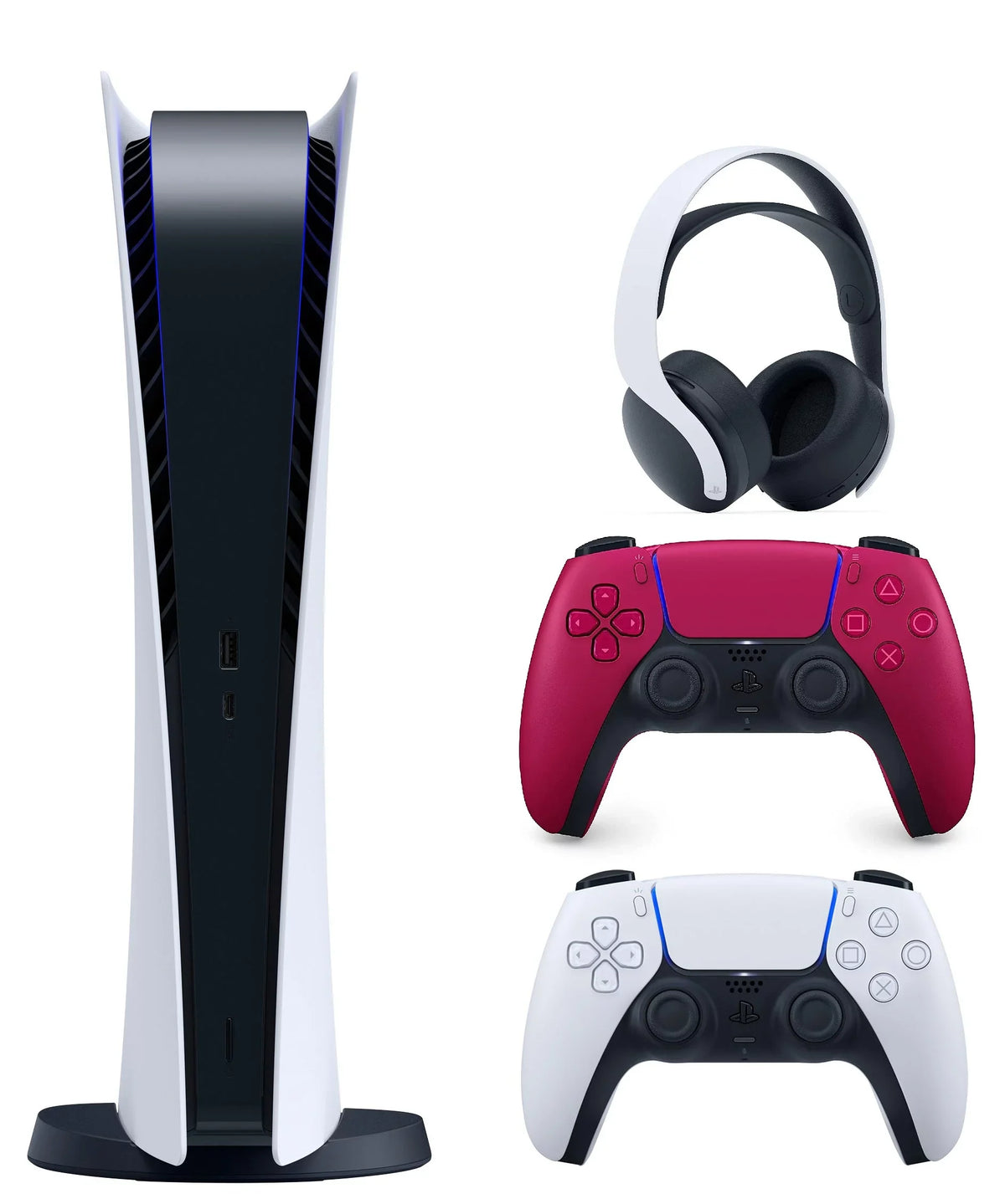 with 5 PS5 Bundle Cosmic Limited Edition Digital Pulse DualSense Headset Controller PlayStation W/ Red