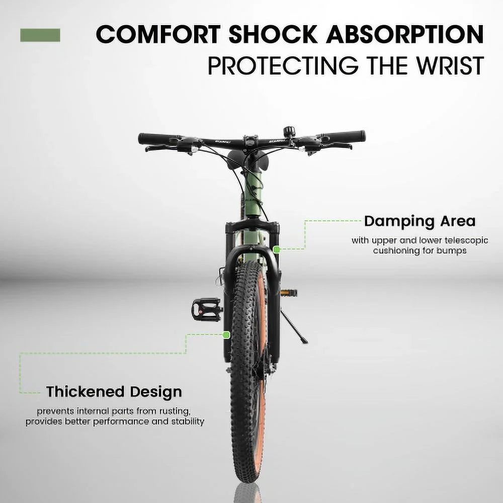 Inch Trail Front 21-Speed Mountain Carbon Shifter Bike, Womens Ecarpat Bicycles Mens City Frame A24301 Fork 24 Disc Wheels, Commuter Mountain Bike steel Brakes Thumb