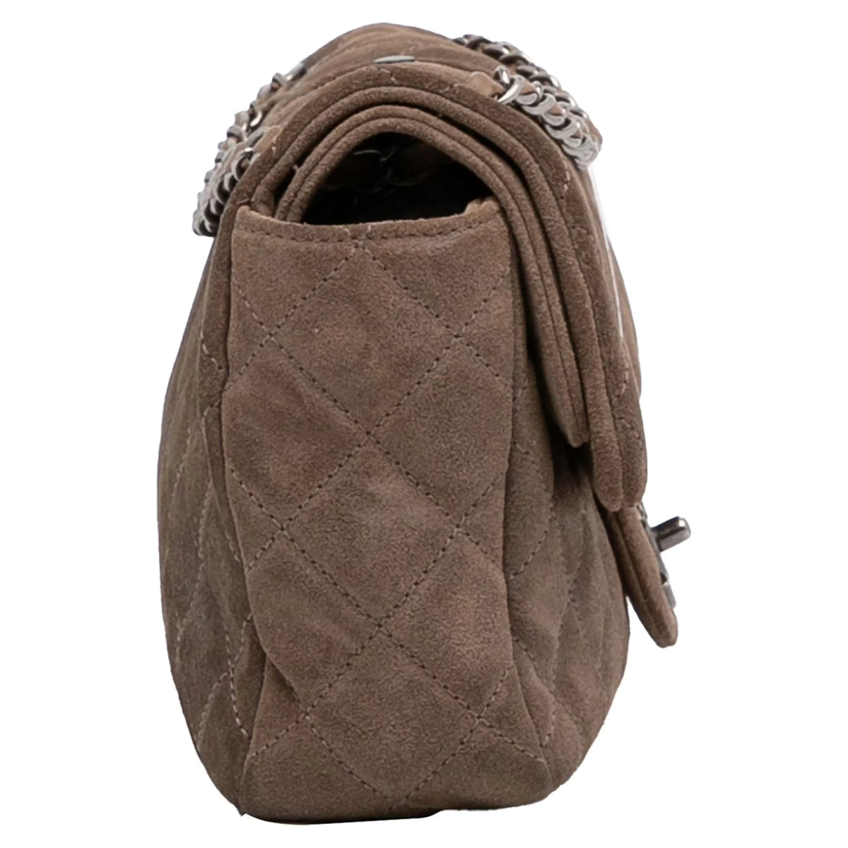 Authenticated Classic Suede Unisex Small Double Leather Pre-Owned Shoulder Flap Bag Chanel Brown