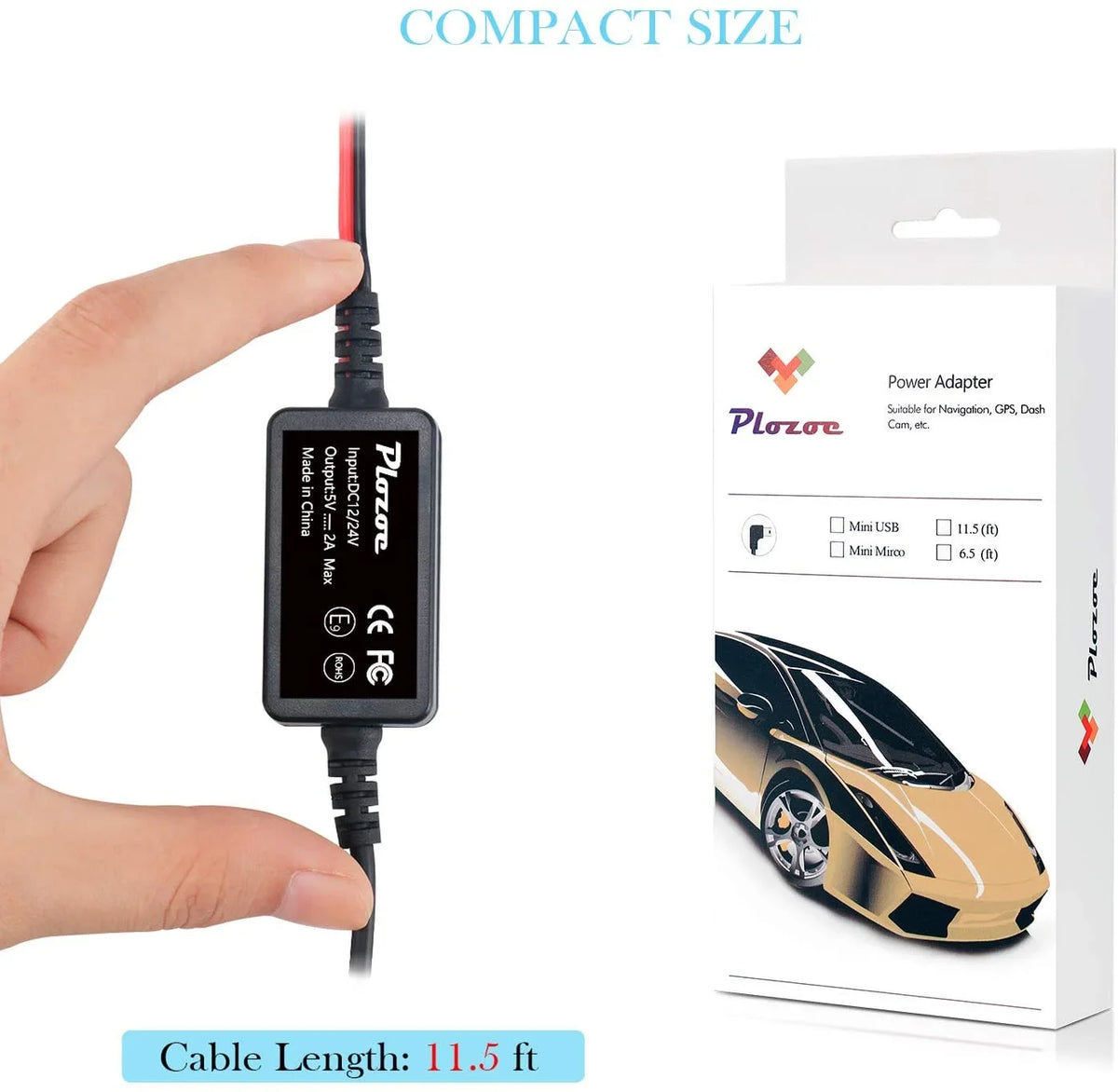 Power 5V Dashcam, Charger Cable for Dash Kit, Tap Camera Plozoe Hardwire Car and Wire Kit USB Cord, Micro Cam 12V-24V to Fuse Hard Tool（11.5ft） Gift Dash 4 Installation
