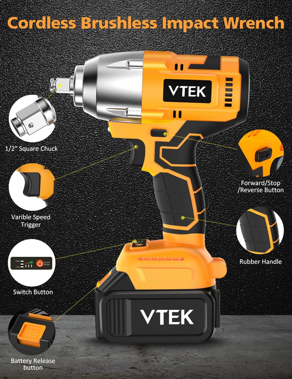 MORI Tiers Wrench,Max 700N.m Wrench Brushless Impact Impact for Inch 1/2 ft-lbs Gun Torque 515 Car Cordless Impact