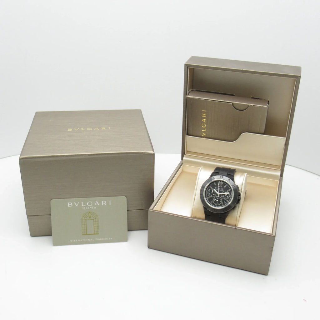 DG42SMCCH (Good) Rubber BVLGARI Wrist DG42SMCCH mag Diagono Watch watch Automatic Mechanical Pre-Owned belt Magnesium Chrono Watch Black Wrist