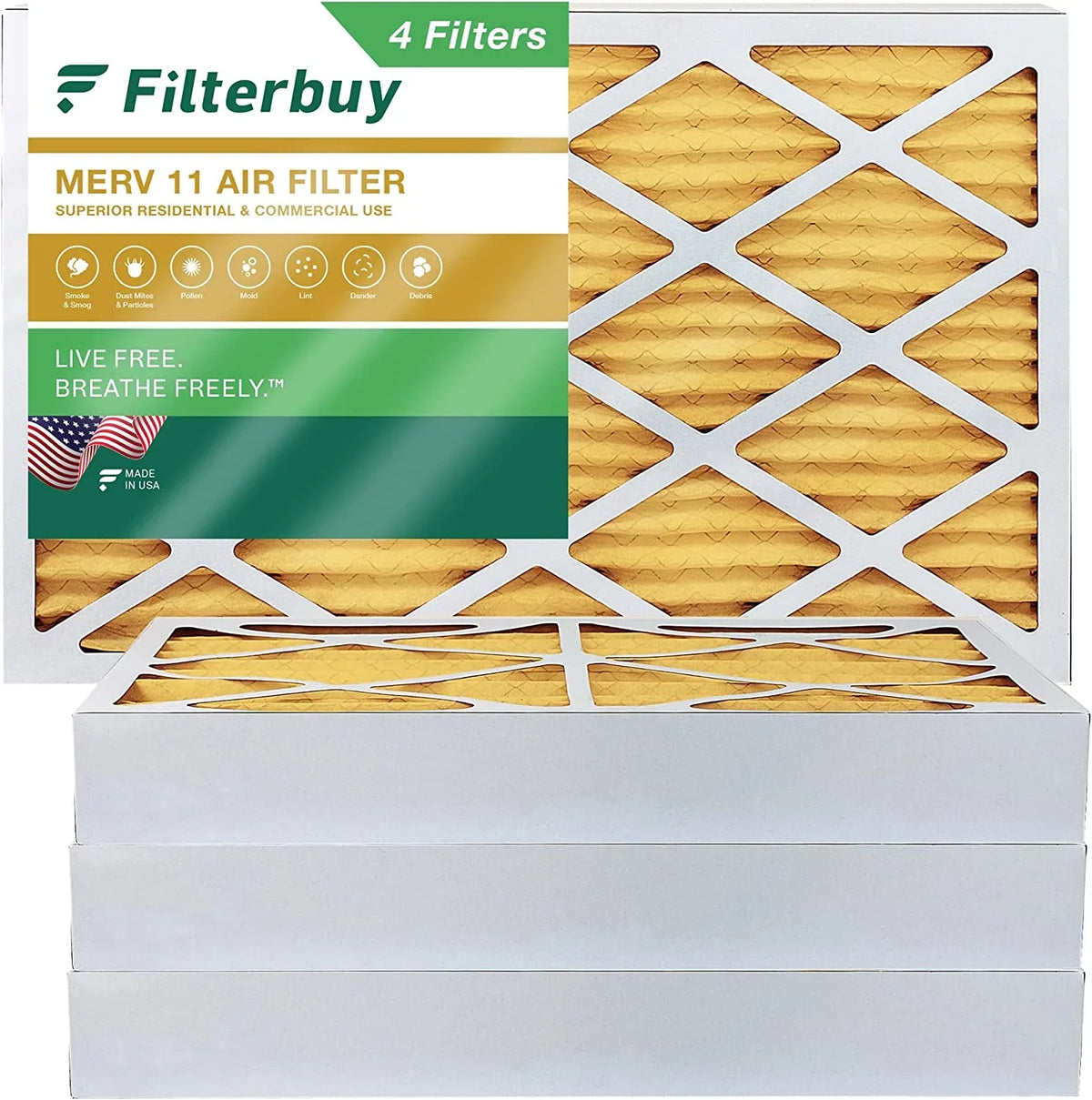 Air AC (4-Pack) Filterbuy MERV Furnace 10x18x4 HVAC 11 Pleated Filters
