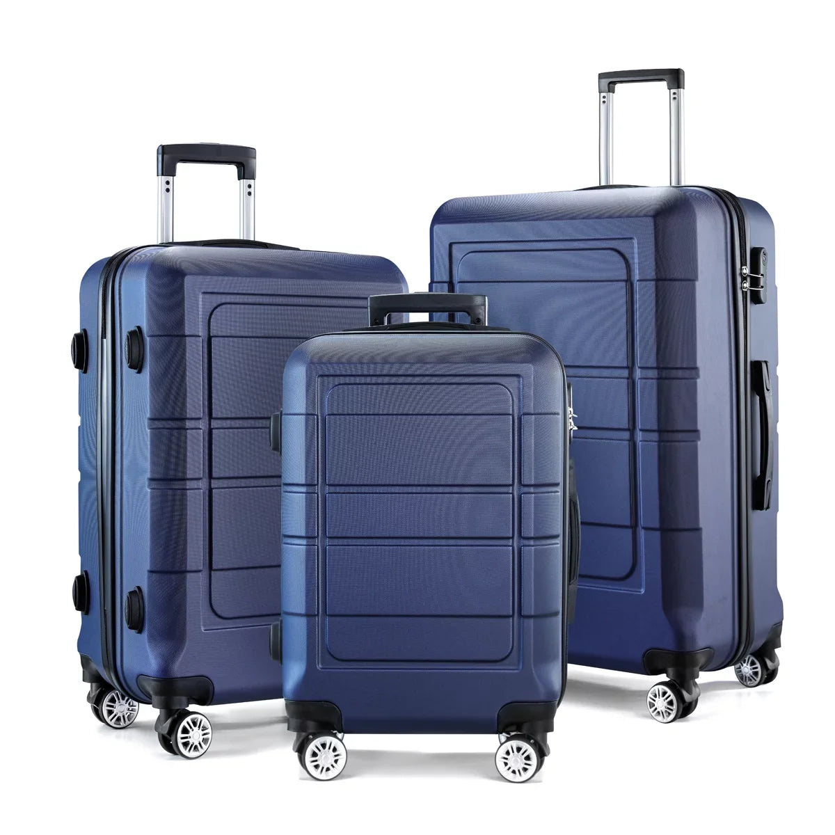 Sets Luggage Lock Double Blue Wheels GOWELL PC+ABS Expandable Suitcase TSA Durable