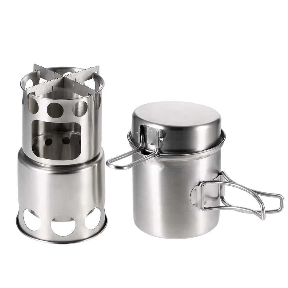 Pot and Burning Stove Set Stove Fishing Camping for Cooking Arealer Backpacking Combo Wood Hiking Portable