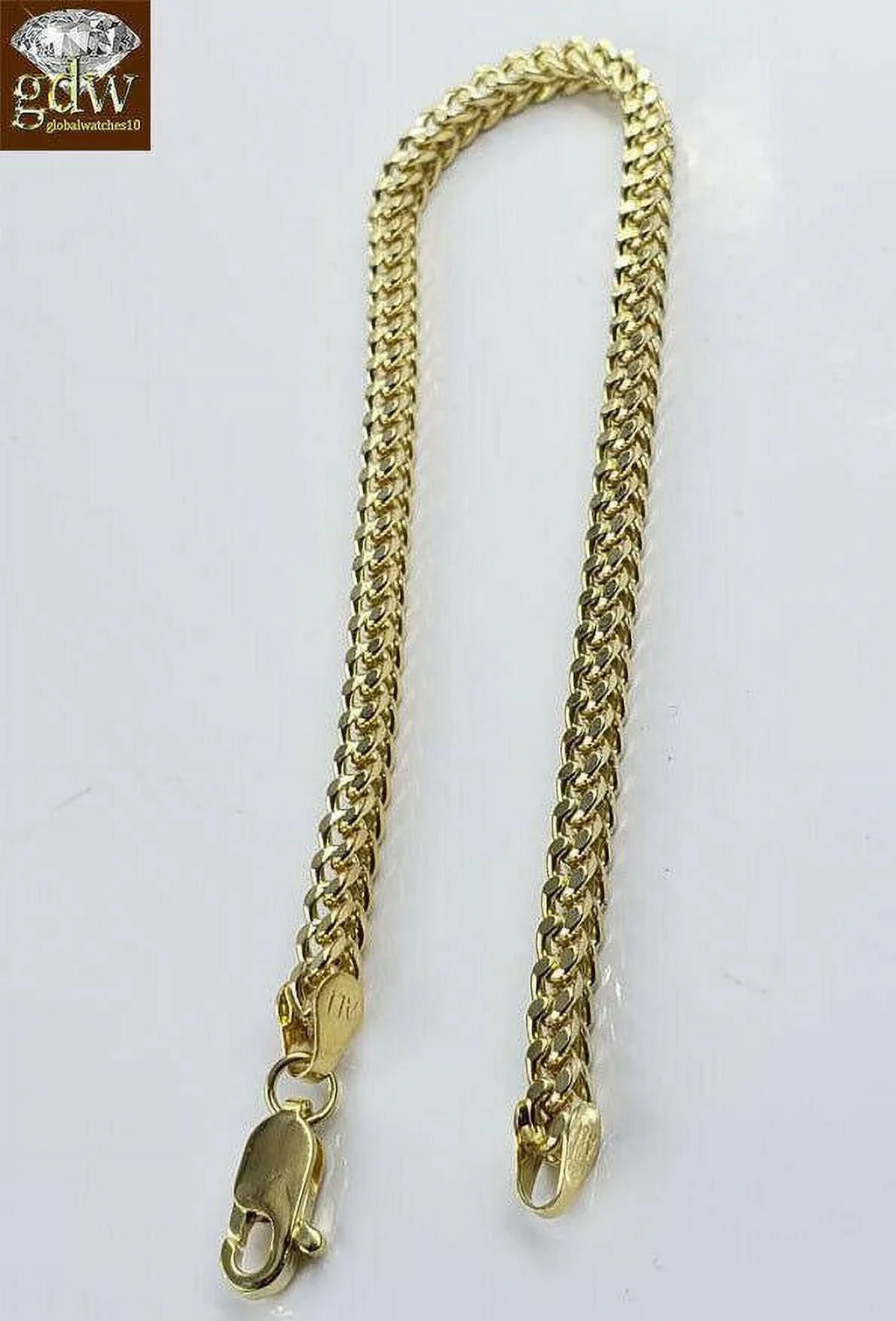 Yellow Inch 10k Gold 3.5mm,Rope,Cuban, Real Franco Bracelet Ladies 8" Women Gift
