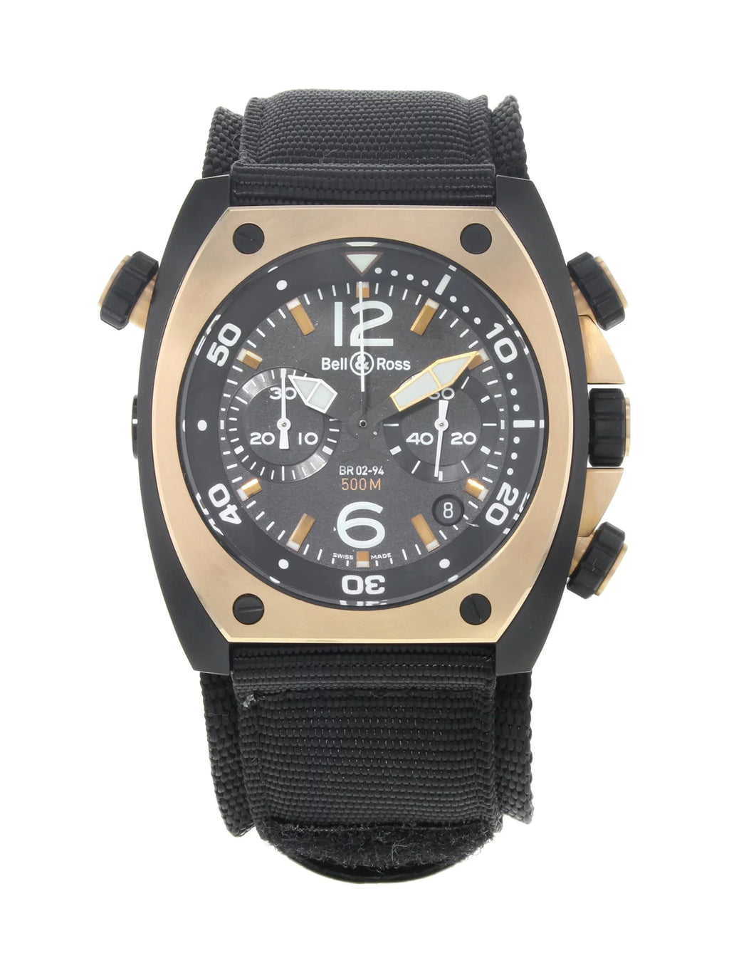 Ross Matte BR02-CHR-BICOLOR Automatic PVD Steel Marine Mens Black Watch & Bell