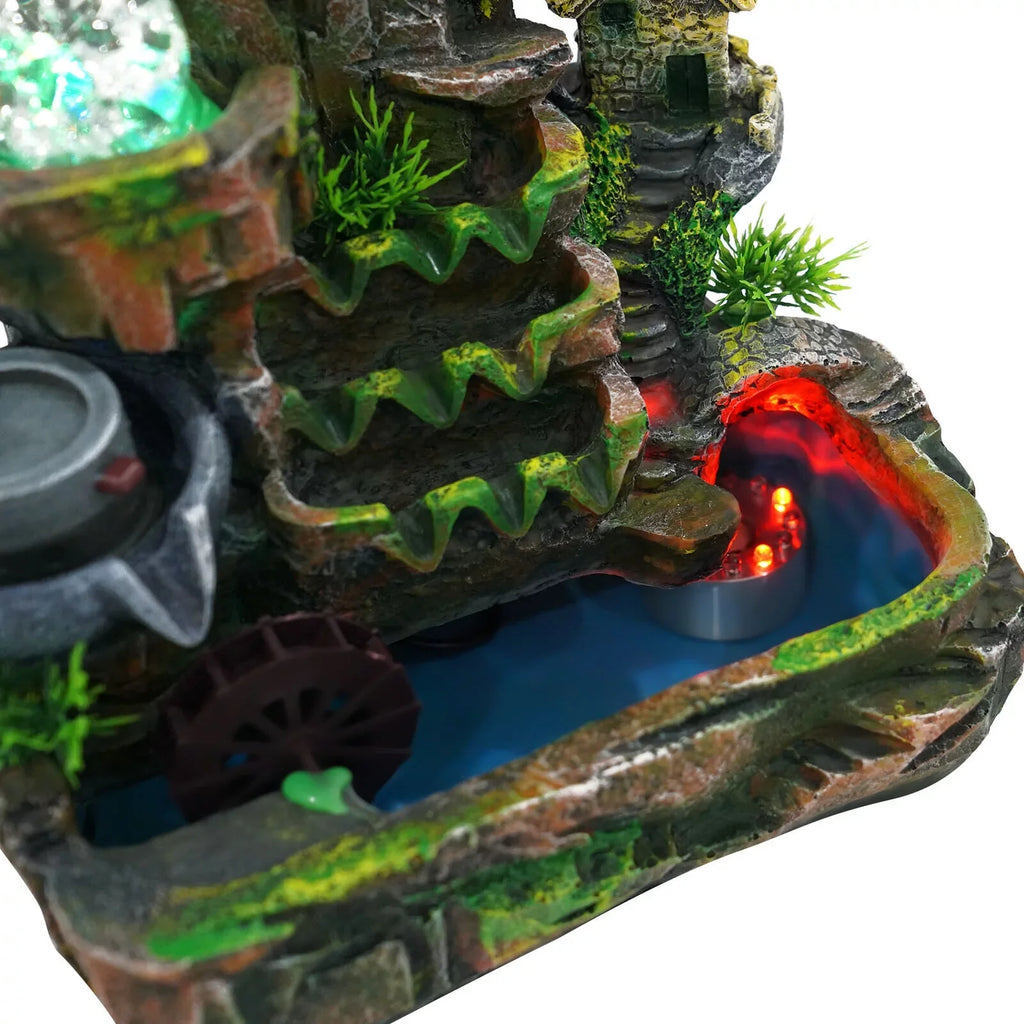 Decoration Light With Atomizer ZhdnBhnos Tabletop Fountain Office Home Led Fengshui Waterfall Indoor Rockery &