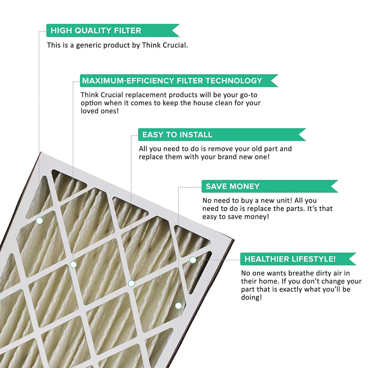 Filter,MERV Air 8,20x25x5",3PK 255649-102 Trion Cleaner