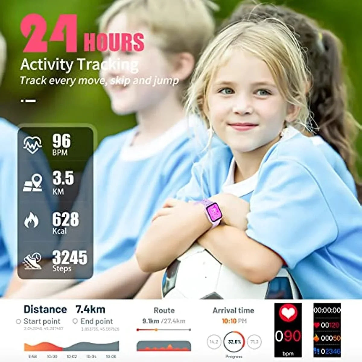 Pedometers,Waterproof Kids Girls IP68 Smart with Fitness Tracker Watch Activity Watch Watch for for Kids Age Sleep 20 6+ Great Kids Sports Purple） Modes, Teens（A with Boys, Mode,