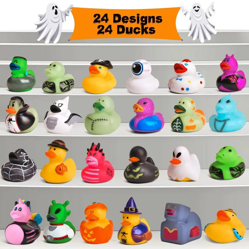 Pcs Baby Showers,Halloween Decor for or Ducks,Rubber Trick Toys Bath Treat,Halloween Toys Little Favors Halloween 24 Rubber Fun Ducks Party