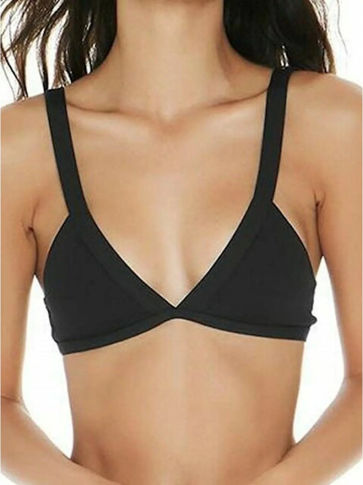 SPACE Ribbed M Women's Bikini L Triangle Black Top