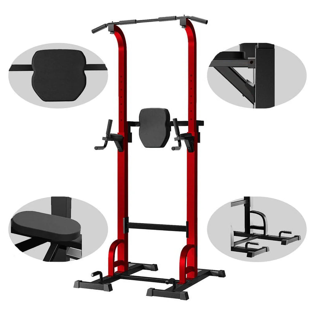Station Pull Up Bar Workout Gym Strength Equipment，Red Stand Training for