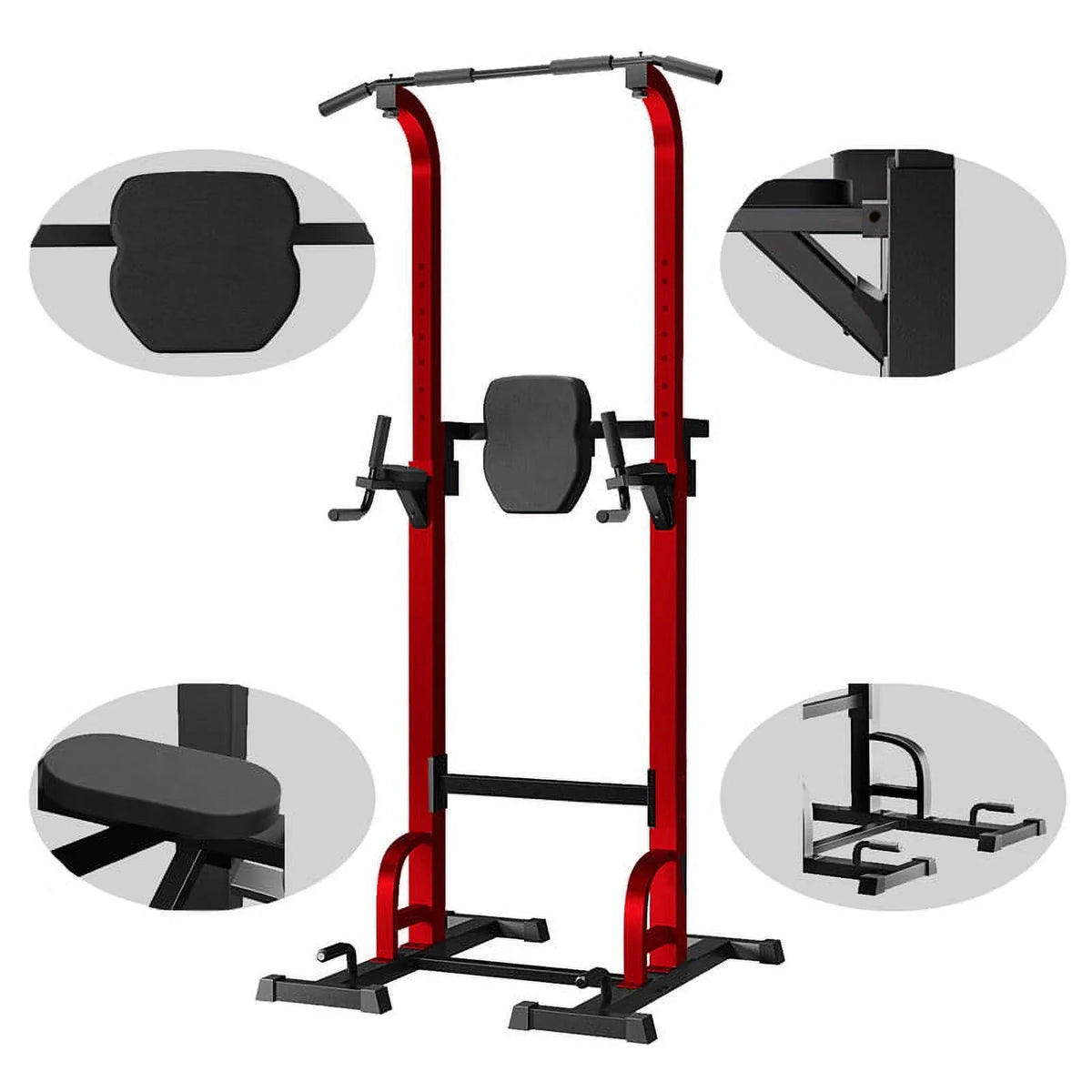 Station Pull Up Bar Workout Gym Strength Equipment，Red Stand Training for