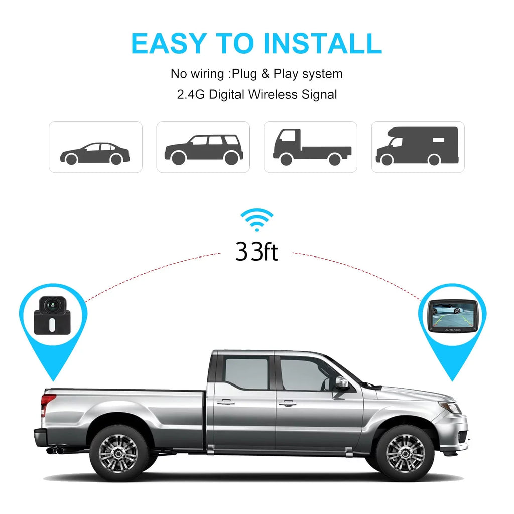 Camera Trailer View Vehicle Camera Camera Wireless Digital System Waterproof Reversing BackUp Easy Installation, Rear Wireless Camera Trucks, for for Backup